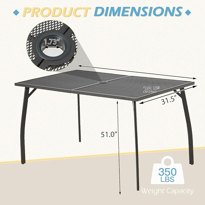 AECOJOY Outdoor Patio Dinning Table for 6 - Photo 3