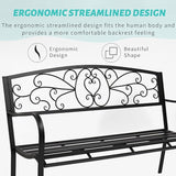 JOYBASE 50" Outdoor Bench, 2-3 People Seat, Metal Patio Bench, Cast Iron Bench, Porch Bench, Garden Bench - Photo 4