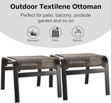 Patio Footstools Outdoor Foot Rest Aluminum Ottomans Samll Seat Wicker Furniture Patio Ottoman 2 Pieces Brown - Photo 4