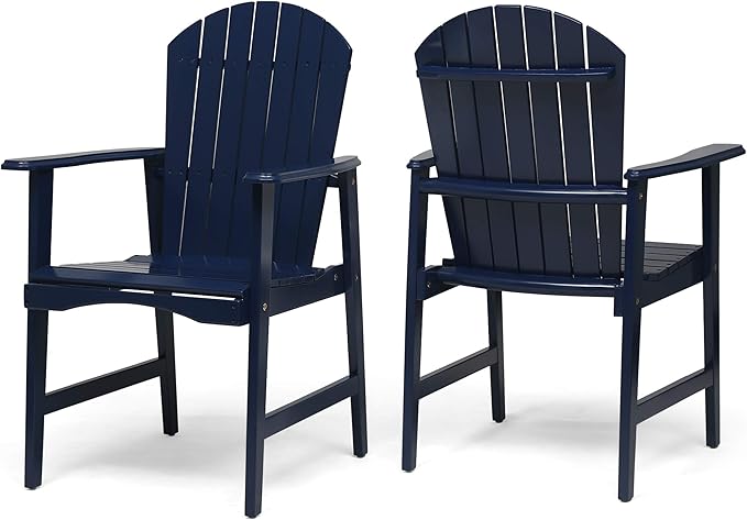 Outdoor Weather Resistant Acacia Wood Adirondack Dining Chairs (Set of 2), Blue Navy Finish