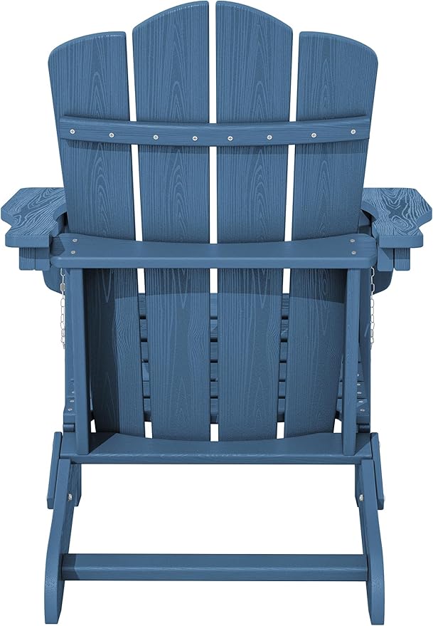 KINGYES Folding Adirondack Chair Set of 8, HDPE All-Weather Adirondack Chair, Navy