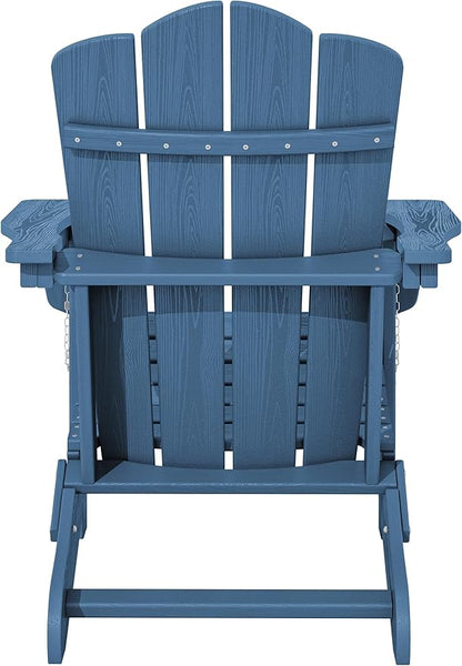 KINGYES Folding Adirondack Chair Set of 8, HDPE All-Weather Adirondack Chair, Navy
