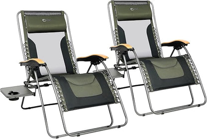Portal Portable Zero Gravity Chair, Lounge Chair Outdoor Oversized Zero Gravity Chair Folding Lounge Chair with Adjustable Pillows and Cup Holder for Poolside Backyard and Lawn, Support 350lbs
