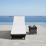 PE Rattan Foldable Backrest Chaise Lounge Set of 1 Chair with Detachable Cushion + 1 Table - Photo 3