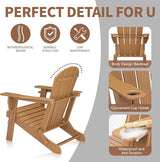 VINGLI Plastic Adirondack Chairs Set of 4, Folding with Cup Holder, Waterproof HDPE Material - Photo 5
