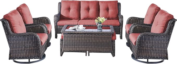 Patio Furniture Swivel Chairs Set - 8 Piece Wicker Rattan Outdoor Sectional Conversation Sets with 4 Swivel Rocking - Photo 1