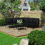 vidaXL 6-Piece Weather-Resistant Patio Lounge Set with Cushions - Elegant Outdoor PVC and Powder-Coated Steel Sectional - Photo 2