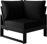 Costaelm Rockaway Outdoor HDPE Sectional Corner Sofa Seat with Water-Proof Cushions, Black