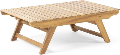 Great Deal Furniture Kailee Outdoor Wooden Coffee Table, Teak Finish (309176)