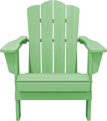 KINGYES Folding Adirondack Chair Set of 8, HDPE All-Weather Folding Adirondack Chair, Light Green