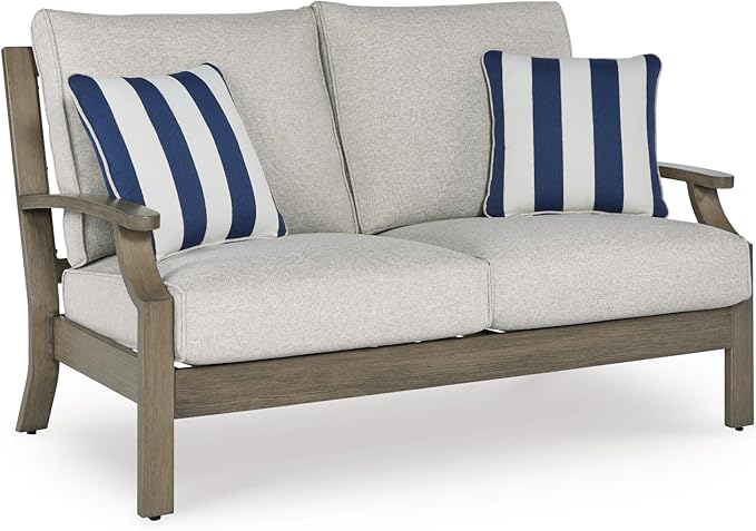 Signature Design by Ashley Rainier Ranch Casual Nuvella Weather Resistant Fabric Outdoor Loveseat with Cushion and 2 - Photo 1
