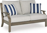 Signature Design by Ashley Rainier Ranch Casual Nuvella Weather Resistant Fabric Outdoor Loveseat with Cushion and 2 - Photo 1