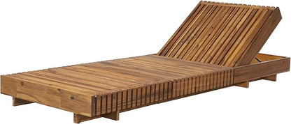 Christopher Knight Home Habers Chaise Lounge Chair Outdoor, Acacia Wood Garden Sun Lounger, Adjustable Backrest Single Lounge Sofa, 77'' Patio Recliner Chair for Poolside Backyard, Teak (Frame Only)