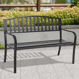 Giantex Outdoor Bench, 50” Patio Garden Bench with Steel Frame, Slat Design, 500 Lbs Weight Capacity - Photo 2