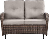 Outdoor Glider Bench-2 Seater Patio Glider Loveseat with High Back and Deep Seating Outdoor Couch for Deck Porch Garden - Photo 3