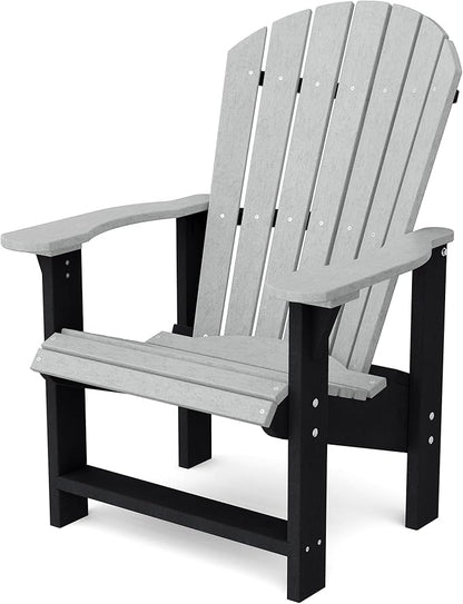 Wildridge Heritage Upright Adirondack Chair, Light Gray and Black - Outdoor All-Weather Poly Furniture for Patio, Deck, Yard
