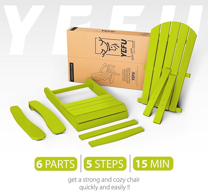 YEFU Adirondack Chairs Set of 2: Plastic Adirondack Chairs - Patio Chairs with Wood Texture - Outdoor Chair HIPS - Lawn - Photo 8
