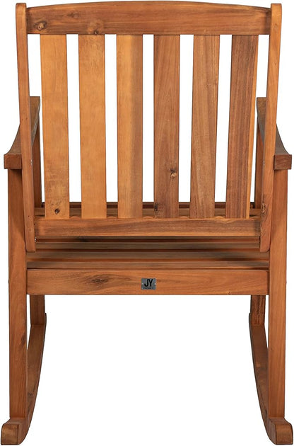 Eyely KCR102A Winnie Classic Slat-Back 300-Lbs Support Acacia Wood Patio Outdoor Rocking Chair for Garden, Lawn, Backyard, Pool, Deck, Beach, Firepit, Teak