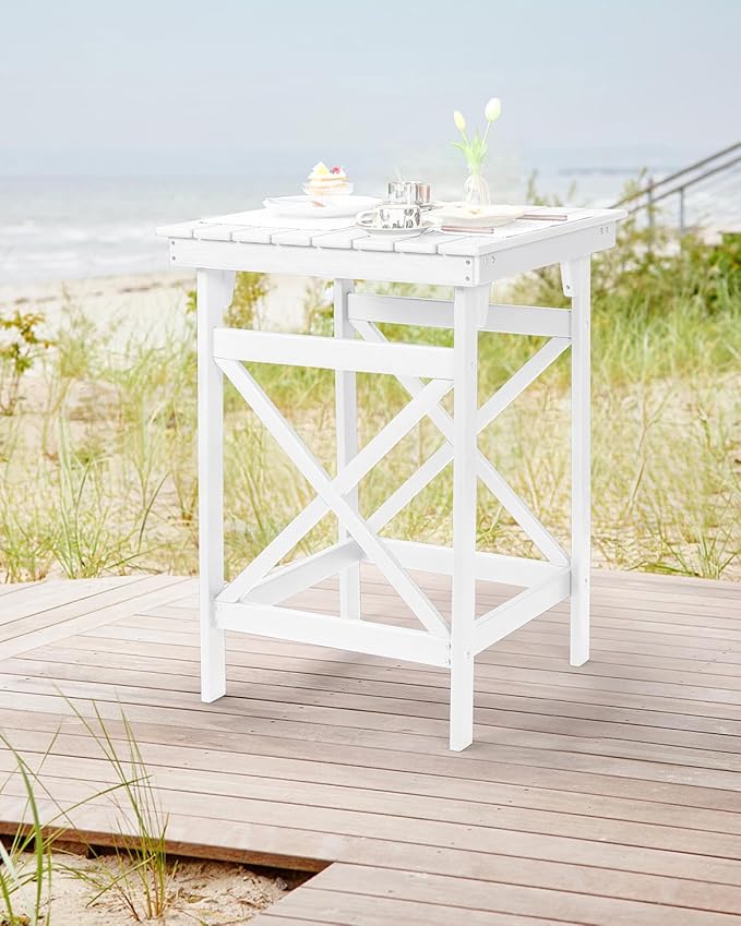 HDPE Outdoor Bar Table, 41" Adirondack Outdoor Bar Height Table, Weather Resistant HDPE Patio High Top Pub Table - Photo 2