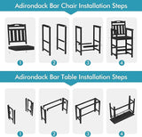 Ciokea 3 Pcs Outdoor Bar Height Table Set, 60" Extra Long Rectangle High Top Table and 2 Oversized Adirondack Chairs Set - Photo 9