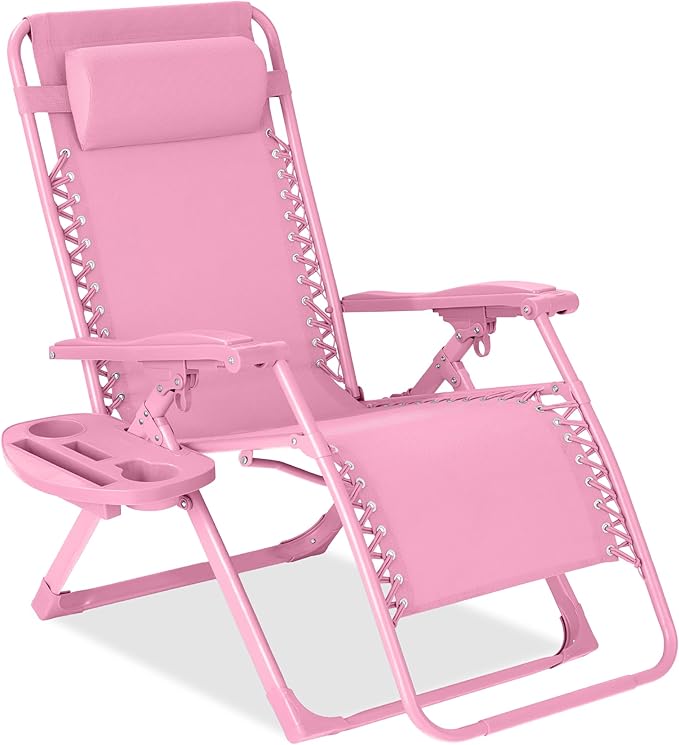 Best Choice Products Adjustable Zero Gravity Chair, Monochromatic Color Folding Patio Recliner w/Side Tray - Photo 1