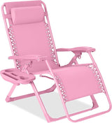 Best Choice Products Adjustable Zero Gravity Chair, Monochromatic Color Folding Patio Recliner w/Side Tray - Photo 1