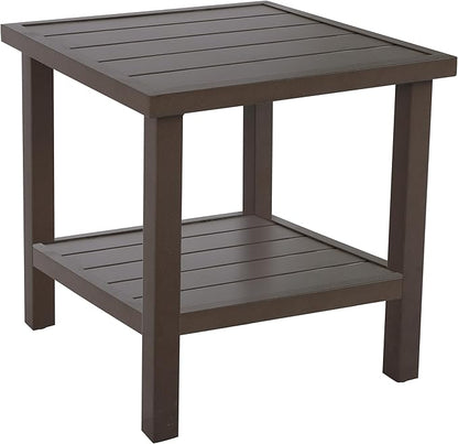 NATURAL EXPRESSIONS Outdoor Coffee Table Patio Metal Table All Weather Backyard Conversation, 20 inches, for Balcony, Poolside, Deck, Garden, Indoor, Ootdoor, Brown.