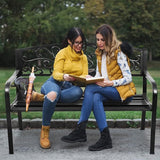 Tangkula Outdoor Steel Garden Bench Park Bench, 50 Inch Patio Park Bench Chair with Heavy-Duty Steel Frame - Photo 5