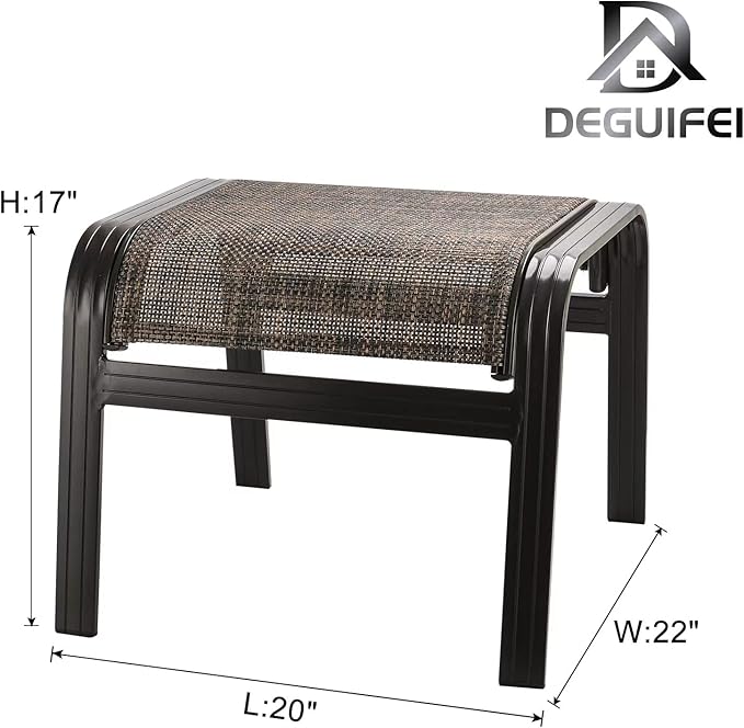 Patio Footstools Outdoor Foot Rest Aluminum Ottomans Samll Seat Wicker Furniture Patio Ottoman 2 Pieces Brown - Photo 3