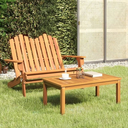 Solid Acacia Wood Foldable Garden Lounge Set of 2 Pieces with Bench and Coffee Table for Outdoor Patio Backyard Relaxation Comfort