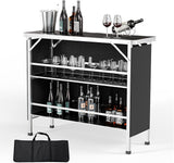 VINGLI 43" Portable Bar Table, 3-Tier Shelves, Carry Bag，Mobile Bar Table for Events, Party, Camping, Picnic, Tradeshow - Photo 1