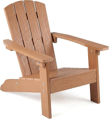 Giantex Kids Adirondack Chair, All-Weather HIPS Children's Outdoor Chair w/Ergonomic Design, Toddler Lawn Chairs for Age 3-8, Kids Beach Chair for Garden Patio Backyard (1,Teak)