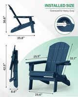 YEFU Adirondack Chair, Oversized Plastic Adirondack Chair Folding Outdoor Chairs with Cup Holder - Photo 2