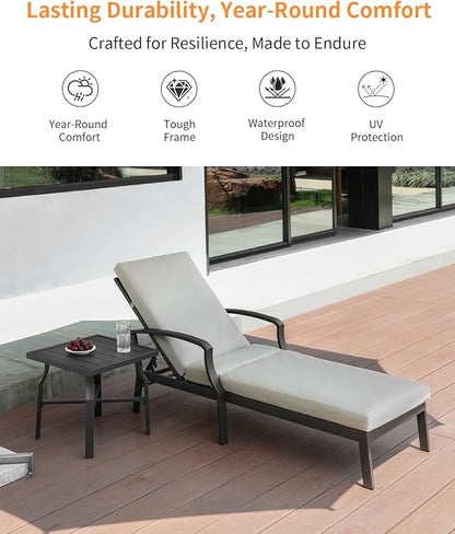 Patio Side Table, Aluminum Outdoor Pool Side Table with Adjustable Feet, Rust-Proof Square Patio End Table, Durable Outdoor End Tables Furniture for Poolside, Beach, Deck, Gunmetal