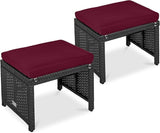 Best Choice Products Set of 2 Wicker Ottomans, Multipurpose Outdoor Furniture for Patio, Backyard, Additional Seating - Photo 1