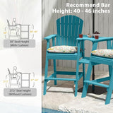 Sundale Outdoor Tall Adirondack Chairs Set of 2 with Table, Patio HDPE Bar Set, 3 PCS Counter Height Dining Bistro Set - Photo 7