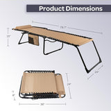 Folding Lounge Chair Outdoor Recliner - 3 Position Chaise Lounge Outdoor Beach Tanning Chair with Side Pocket and - Photo 6