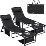Devoko Beach Lounge Chair, Outdoor Sun Tanning Chair with Face Hole - Photo 7