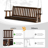 VINGLI Heavy Duty 880 LBS 5 FT Wooden Porch Swing Outdoor, Outdoor Hanging Swing Bench (5 FT, Rustic) - Photo 2