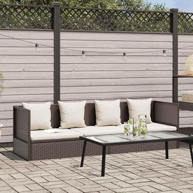 Brown PE Rattan Foldable Cushioned Sun Lounger with 4 Pillows and 7-Level Adjustable Backrest for Patio Garden Poolside - Photo 1