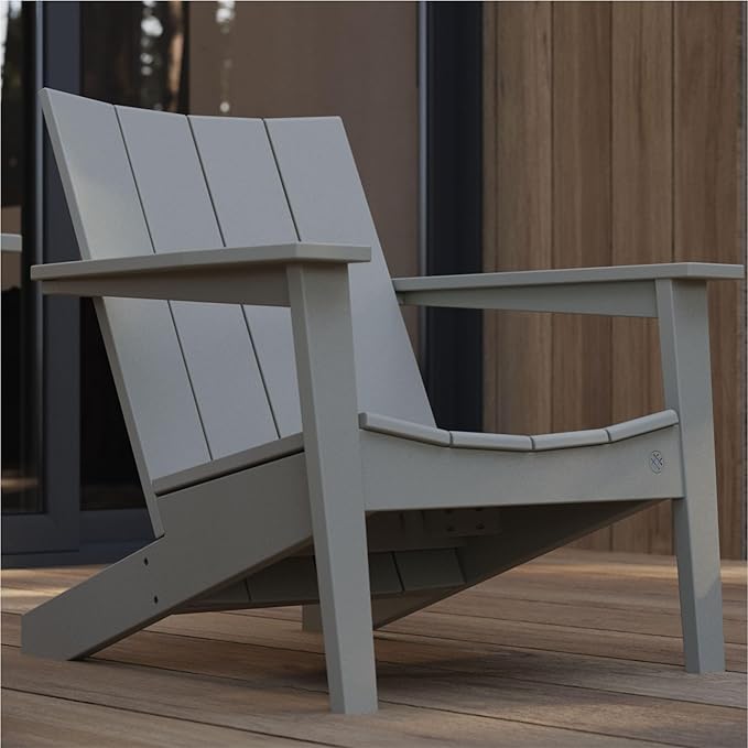 Outer Ascent Adirondack Chair - Ergonomic Outdoor Lounge Seating, Stylish Modern Design - Ideal for Patio, Fire Pit, Garden Use (Gray)