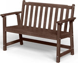 Outdoor Bench, 2-Person HDPE Garden Bench, All Weather Poly Patio Bench for Outdoors, Garden, Backyard, Porch and Park - Photo 1