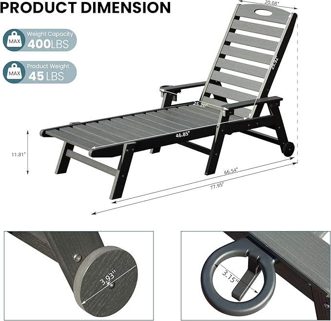 Domi Outdoor Chaise Lounge Chairs Set of 4 - Photo 2