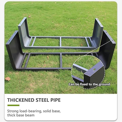 Modern Outdoor Benches Weatherproof Backless Front Porch Bench Metal Garden Benches for Outdoors Sturdy Steel Frame Patio Benches for Outdoors, Backyard, Lawn(Black,120cm(47.24in))