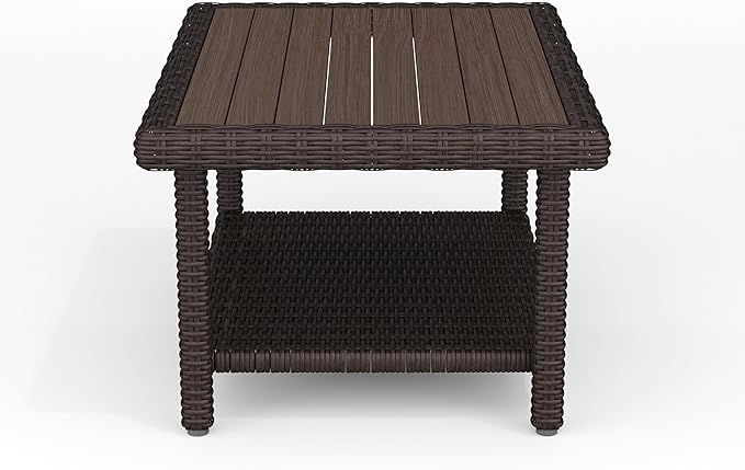 Martha Stewart Bedford Indoor-Outdoor Patio Coffee Table with Lower Shelf, Faux Wood Top - Photo 9
