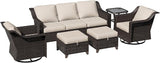 6 Pieces Patio Conversation Furniture Set - 1 Sofa, 2 Swivel Chairs, 2 Ottomans, 1 Side Table - Photo 6