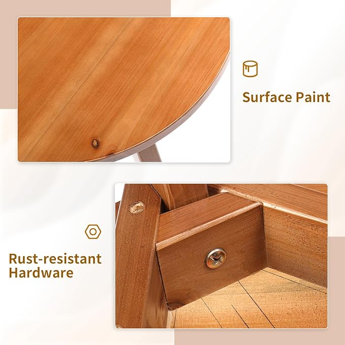 Outvita Outdoor Side Table, Acacia Wooden End Table Small Coffee Table for Patio Balcony Garden Living Room Bedroom - Photo 6