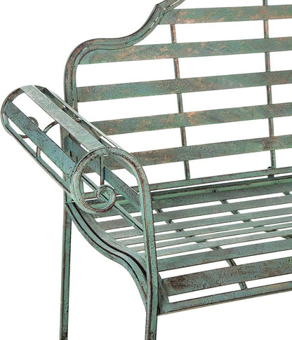 Cape Craftsmen Evergreen Weatherproof Outdoor Bench | Chippendale Style | Holds Up to 500 lbs | Furniture for Lawn Garden Patio Porch Park Deck | Steel | Green