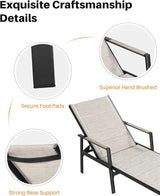 Outdoor Chaise Lounge Set of 2, Never-Rust Aluminum Patio Lounge Chairs with 3D Ultra-Thick Textilene - Photo 7