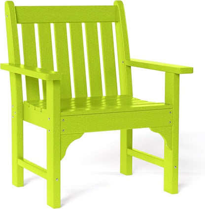Costaelm Outdoor Dining Arm Chair, Patio HDPE Garden Dining Table Chair, Poly Lumber Waterproof Restaurant Bistro Farmhouse Chairs for Outside Porch Backyard, Lime